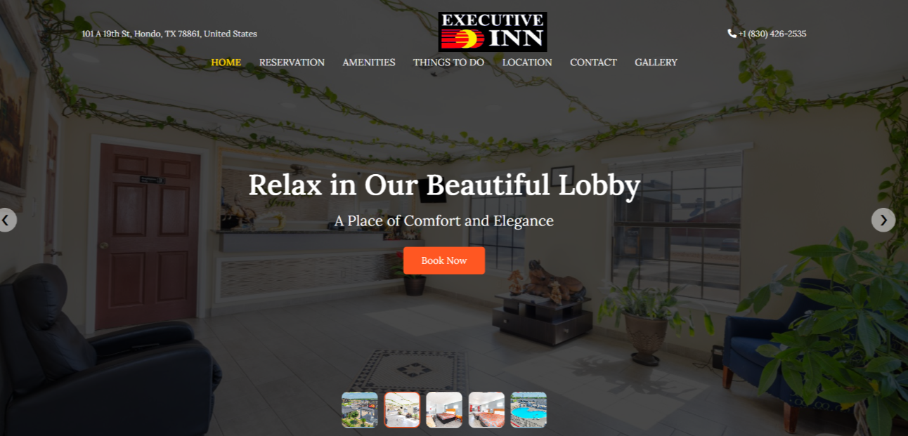 Executive Inn Website Screenshot